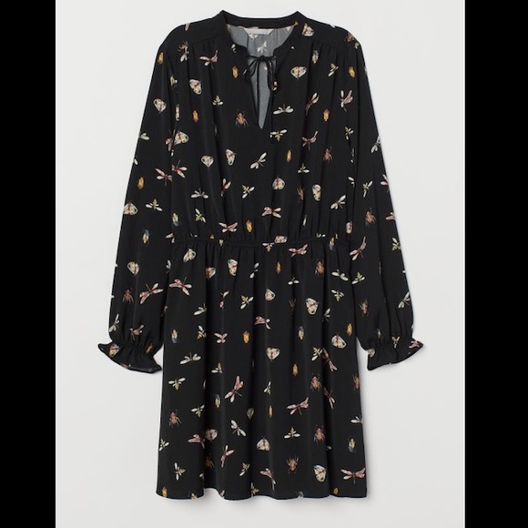 H&M Black Dress Insect Pattern size 2 - Picture 4 of 4